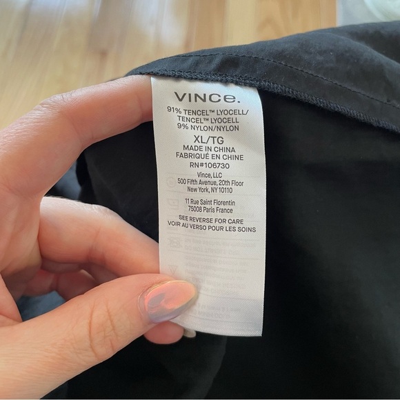 Vince V-Neck Tie Back Flutter Sleeve Black Tencel Midi Dress V870851492 NWT XL - Picture 11 of 12